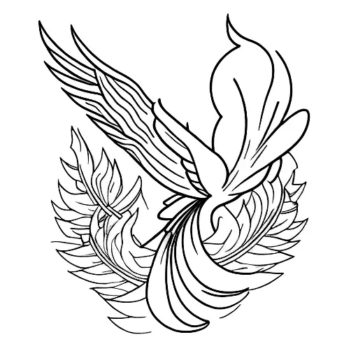 Phoenix Wing With Morning Glory Flowers