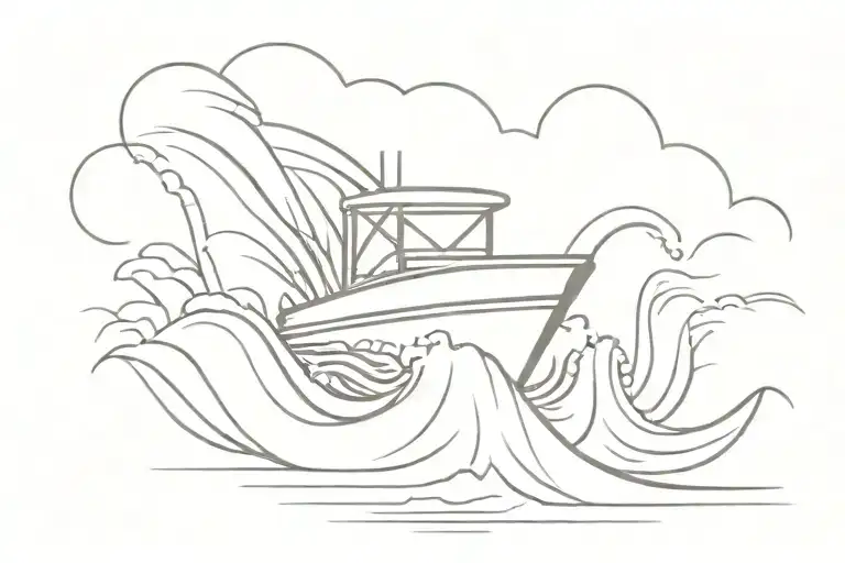 Motorboat Wake Water Wave Long Line