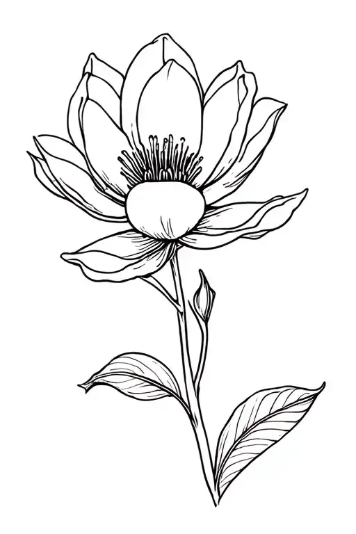 Magnolia Flower Simple Line Art