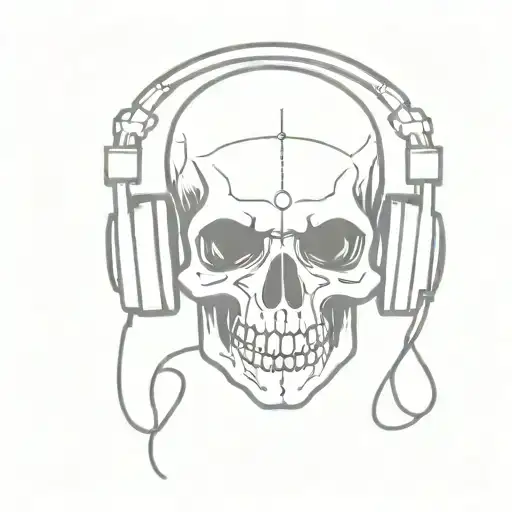 Skull Wearing Headphones