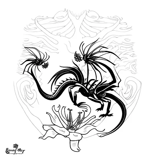 Dragon With Spider Lilies