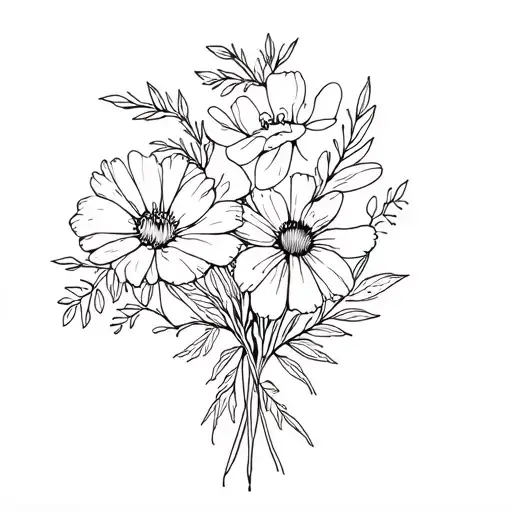 Bouquet Of March And August Birth Flowers Growing