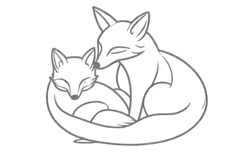 Ankle Fox Mother And Child Sleeping