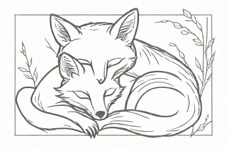 Ankle Fox Mother And Child Sleeping