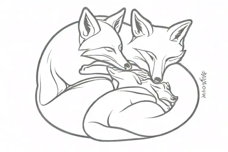 Ankle Fox Mother And Child Sleeping