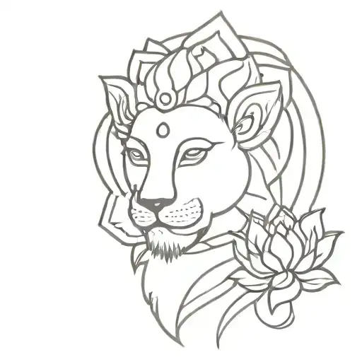 Buddha Lion Lotus Flower