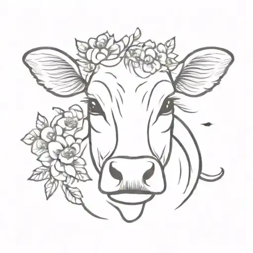 Cute Cow With Flowers On Her Head