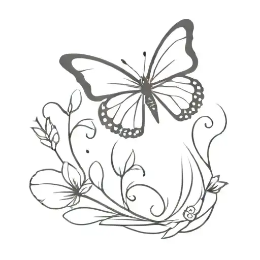 A Minimalist Design Of A Butterfly Surrounded By Flowers To Represent Love And Hope