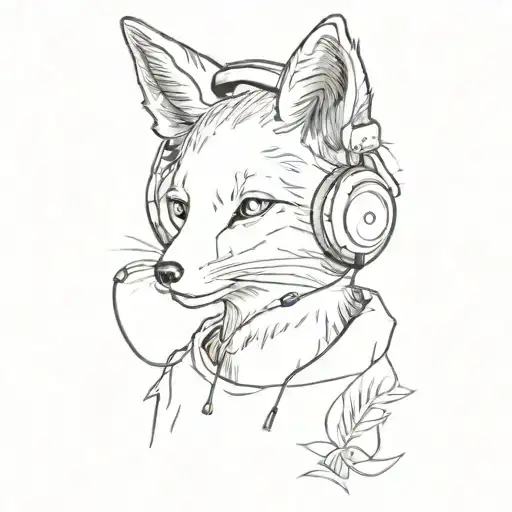 A Fox Wearing Headphones Listening To Ghibli Soundtrack