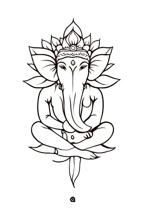 Lotus Ganesha And Unalome And Pradnihana