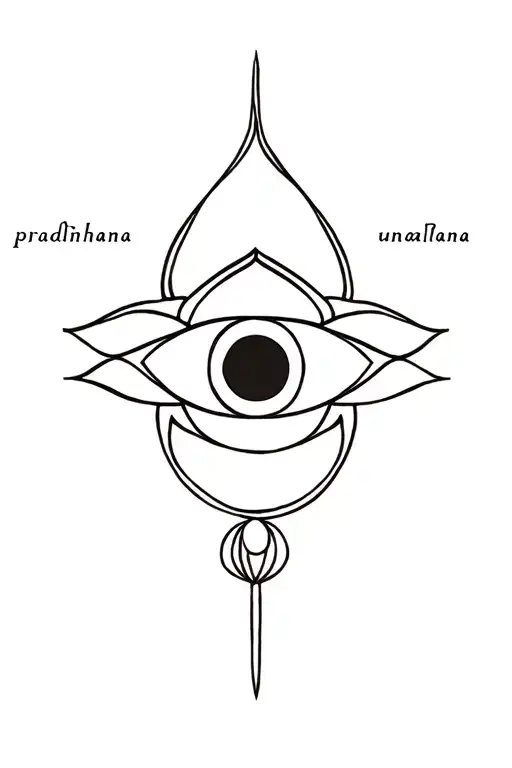 Lotus Third Eye Unalome And The Word Pradnihana