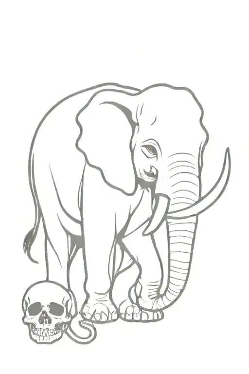 Elehant Holding A Skull