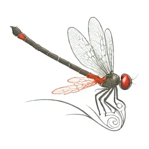 Dragonfly With Red Wings Detail And A Semi Colon Hidden Somewhere In It