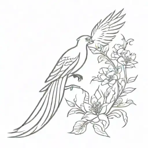 Phoenix And Flowers