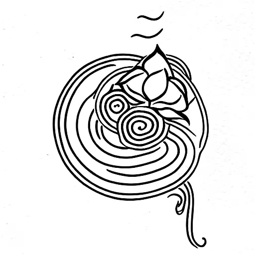 Snake With Red Lotus In Center