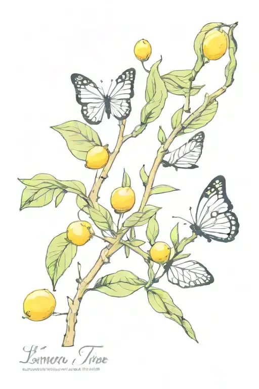 Lemon Tree Branch With Butterfly's
