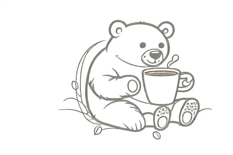 Cute Bear Sitting With A Coffee Bean