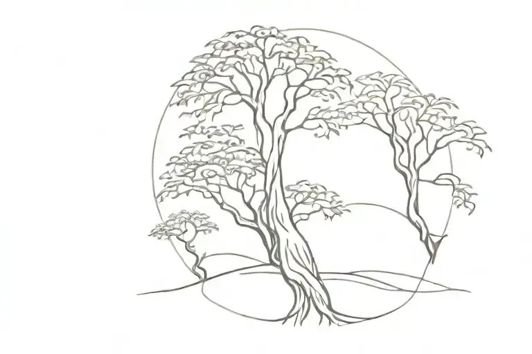 Oak Tree Palm Tree And Willow Tree