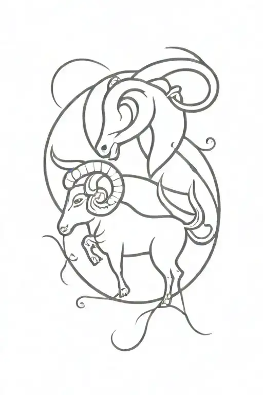 Combination Taurus And Aries Combined Tattoo Design