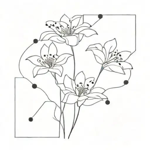 Abstract Flowers With Ink Dots