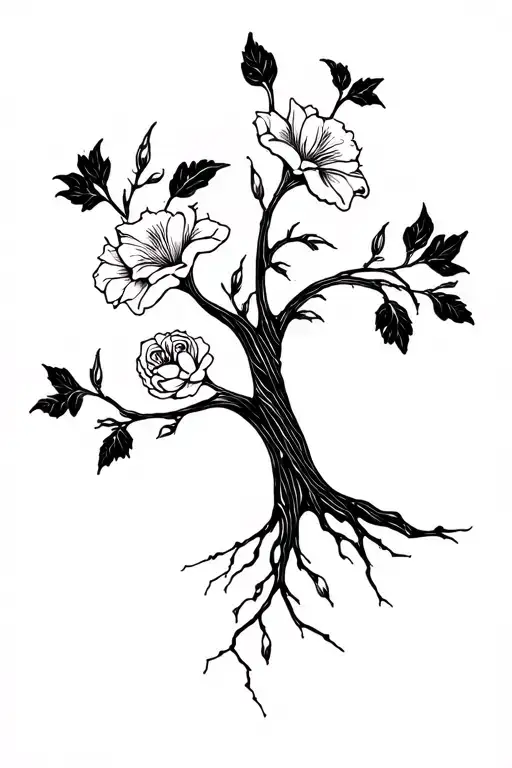 Tree Of Life With Roses Carnations And Lily Of The Vally