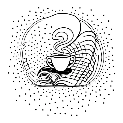 A Minimalist Tattoo Of An Open Book With A Steaming Coffee Cup Resting On Top