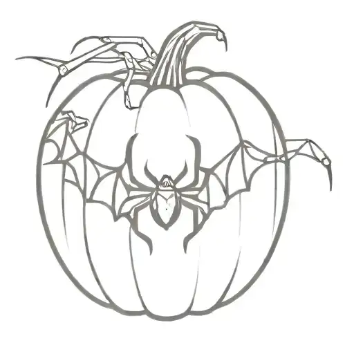 Halloween Pumpkin Bats Spiders