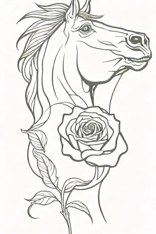 Horse Head Holding A Rose In Its Mouth