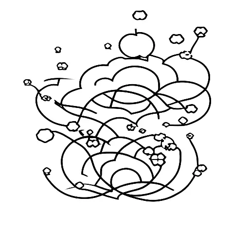 A Minimalist Tattoo Of A Data Scientist Analyzing Data With A Background Of Japanese Cherry Blossoms