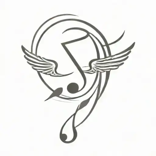 Small Tattoo With A Music Note With Angel Wings