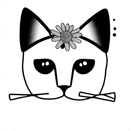 Tuxedo Cats Head Wearing A Little Daisy Chain Crown