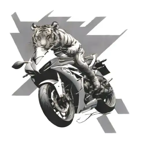 A Tiger Riding On A Yamaha R1