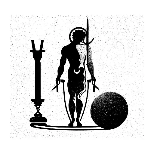 Roman God Janus And Metallic Dripping