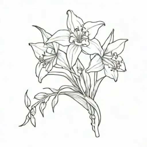 Daffodil And Lily Of Valley Intertwined With Eachother