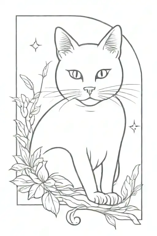 Cat Minimalist Realism Tattoo Design Inspired