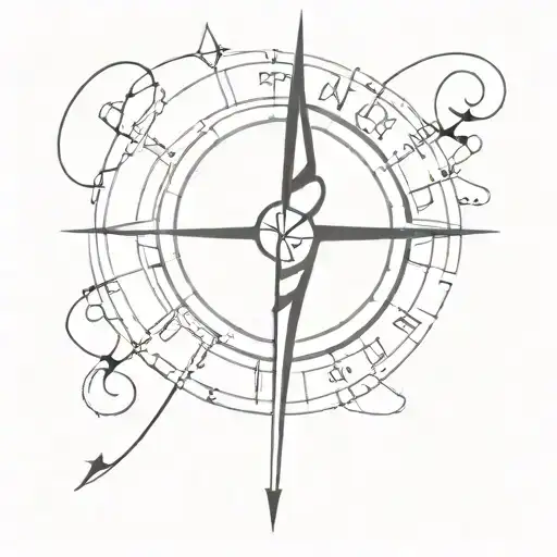 Heartbeat Line Underneath Compass With Letters Mmbl
