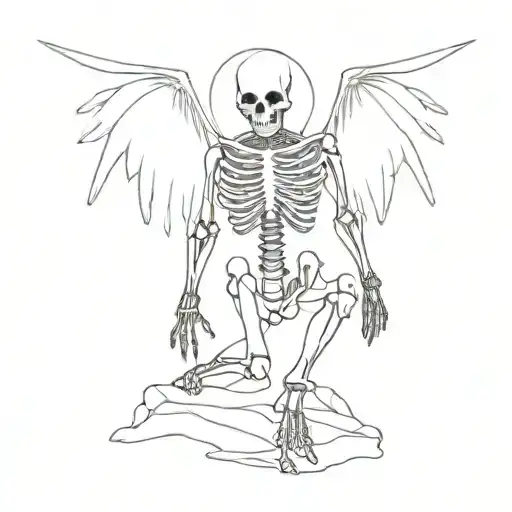 Winged Skeleton Standing In Front Of A Kneeling Knight