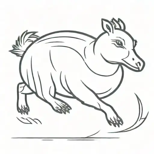 Line Art Of Duck Riding A Capybara