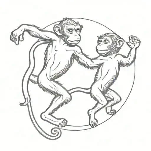 Male Monkey Dancing With His Femal Monkey