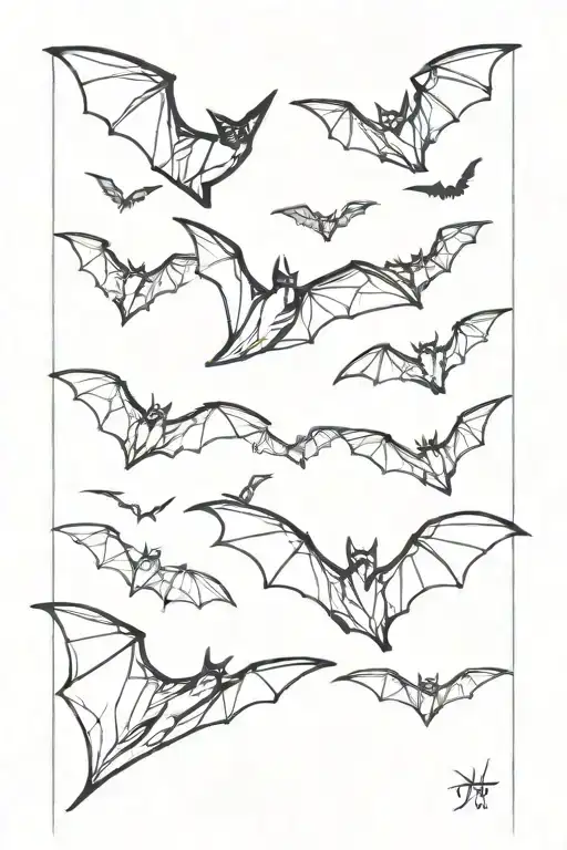 Simple Black Bats In Flight