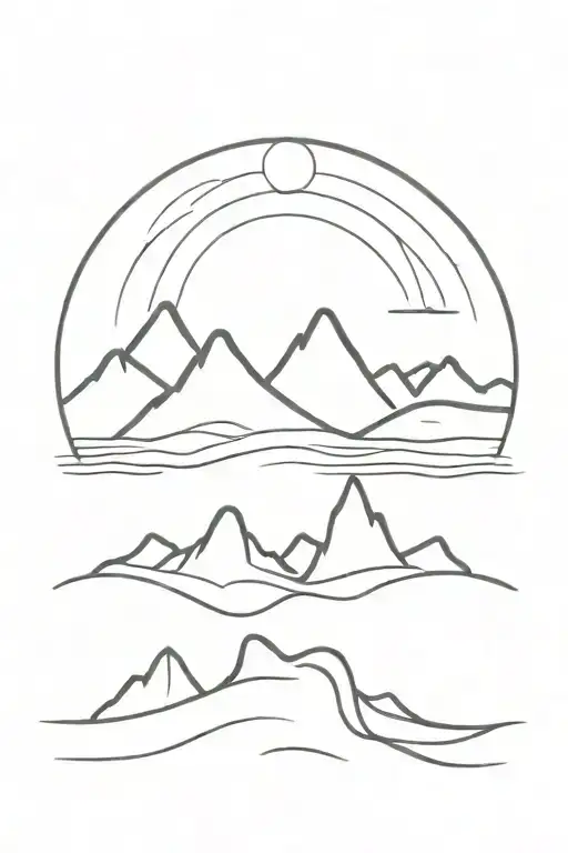 Mountain Range With Beach Wave