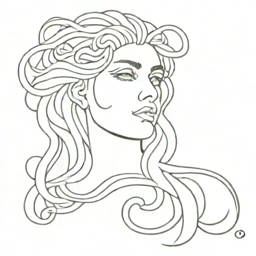Medusa Minimal Line Art