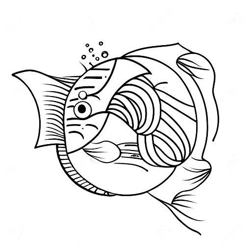 A Minimalist Representation Of A Fish Jumping Out Of A Drum Set