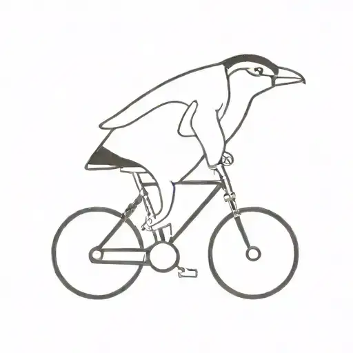 Penguin Face Riding A Bicycle And