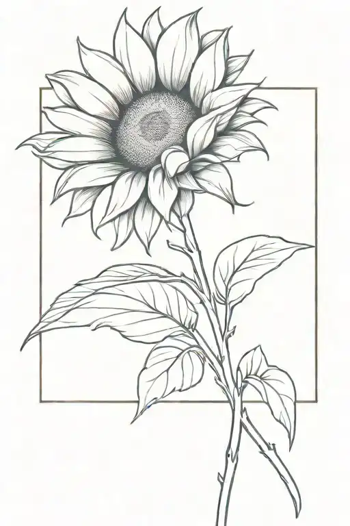 Sunflower Tattoo With Name 'Emma's As The Stem Growing