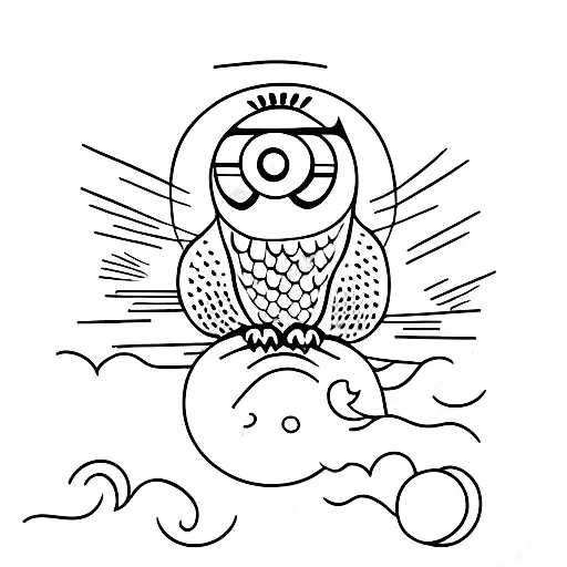 Lighthouse With An Owl On Top With A Hand Reaching Ou Of The Whater