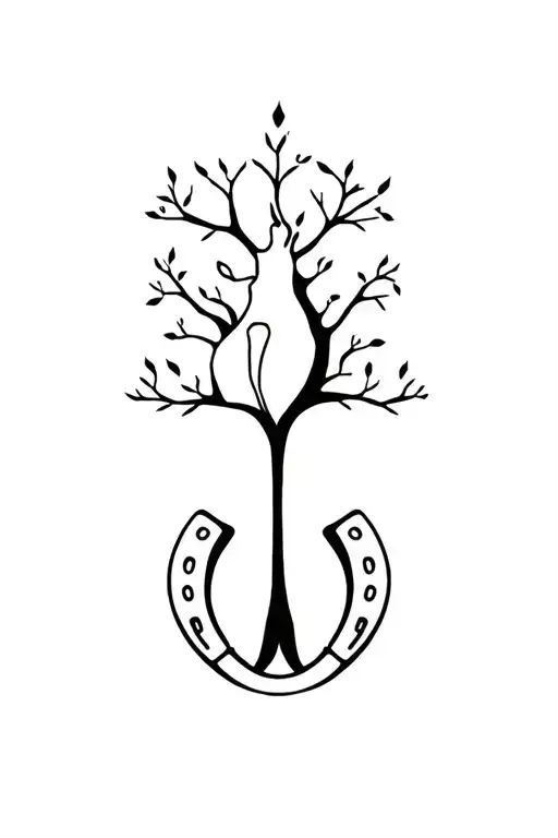 Tree Of Life With Dog Cat And Horse Shoe
