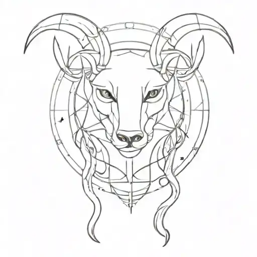 A Minimalist Design Of A Spirit Animal Intertwined With Alchemical Symbols