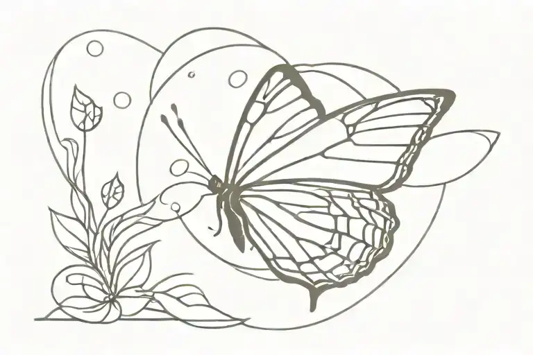 Sunset And Butterfly