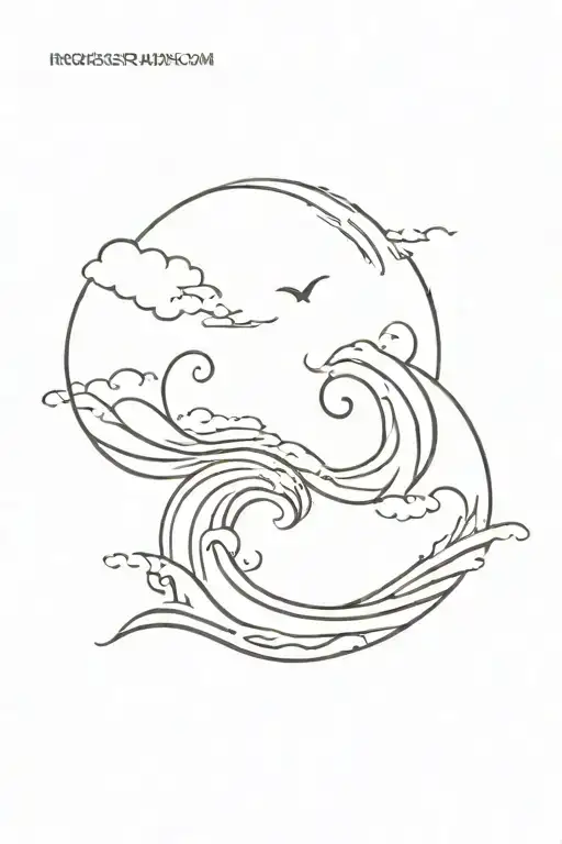 Sea Wave With A Sunset